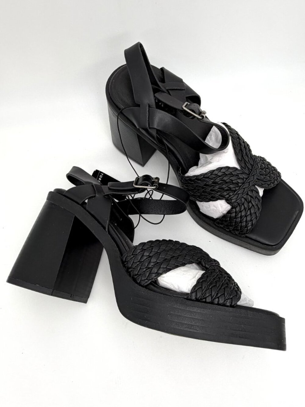 New Torrid Black Crisscross Platform Heel Sandal - Size 8WW